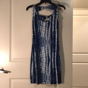 Blue Tie Dye Dress with Bow Cut outs Small
